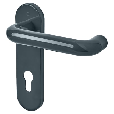 Anthracite Grey Nylon Steel Core Euro Lock Door Handles - 72mm c/c - Paris Range