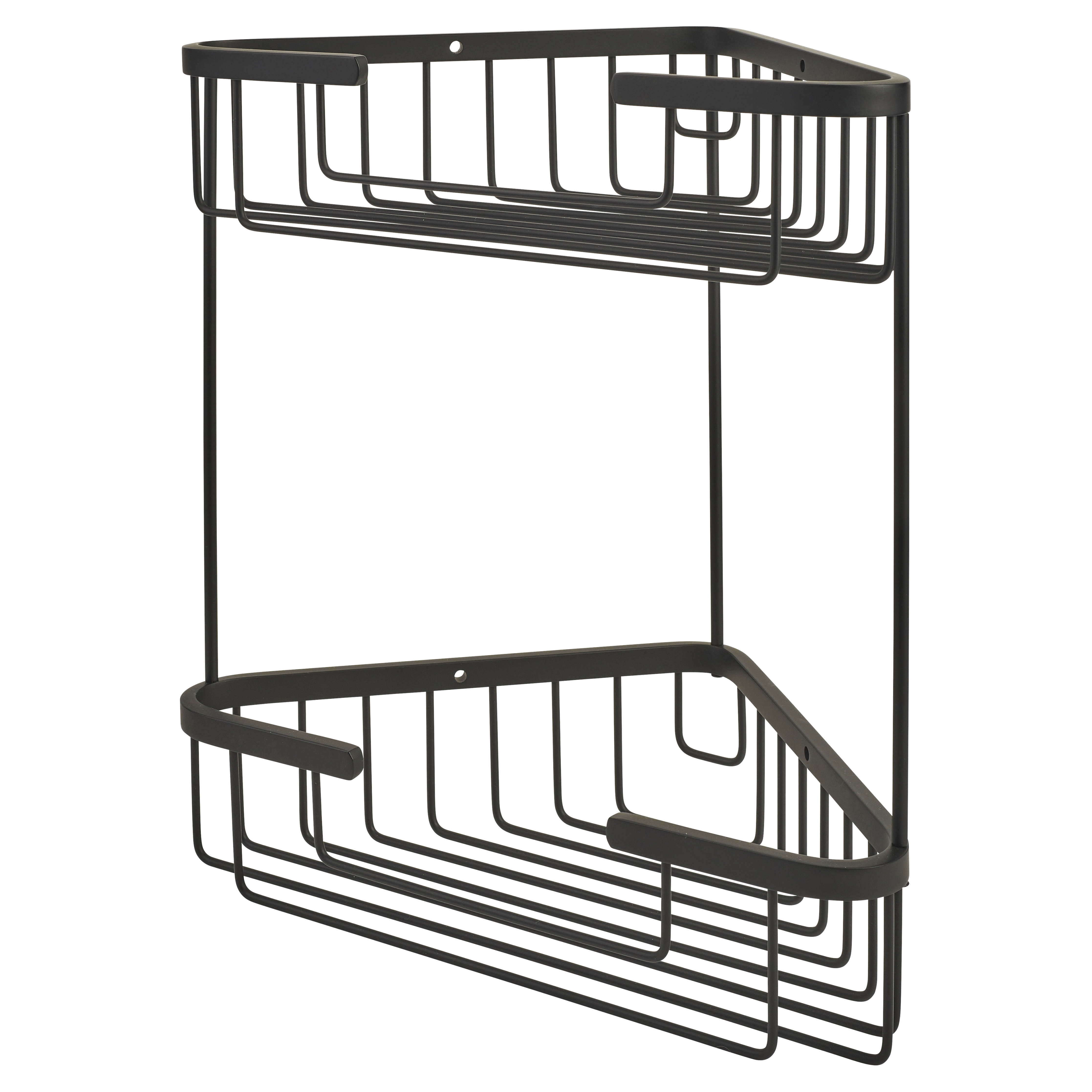 Small Corner Shower Basket - Two Tier - 285 x 255 x 195mm - Matt Black