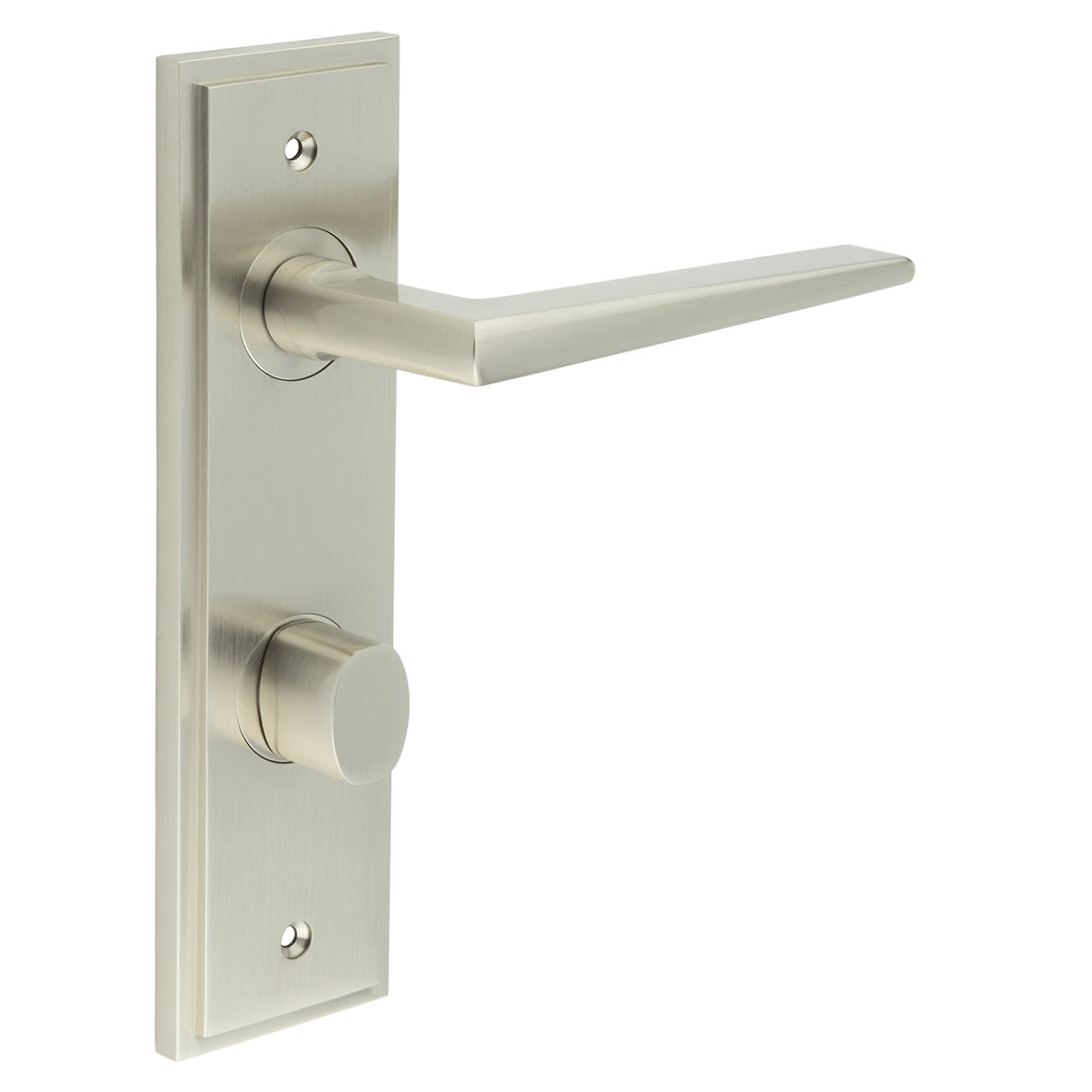 Satin Nickel Fire Rated DIN Bathroom Door Handles - Mayfair - Inner 2- 200 x 55mm