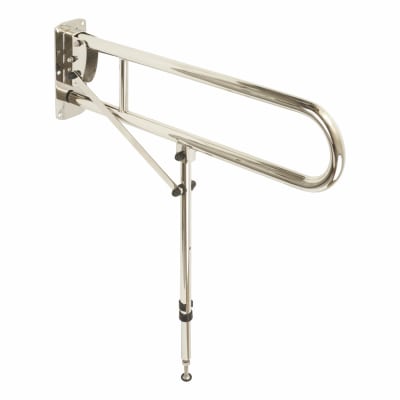 Hinged Support Grab Rail With Leg - 800 x 200mm - Polished Stainless Steel 705586P