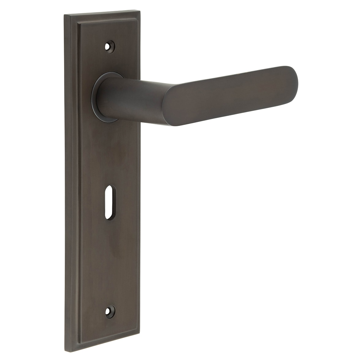 Dark Bronze Fire Rated Lock Door Handles - Kensington - 200 x 55mm