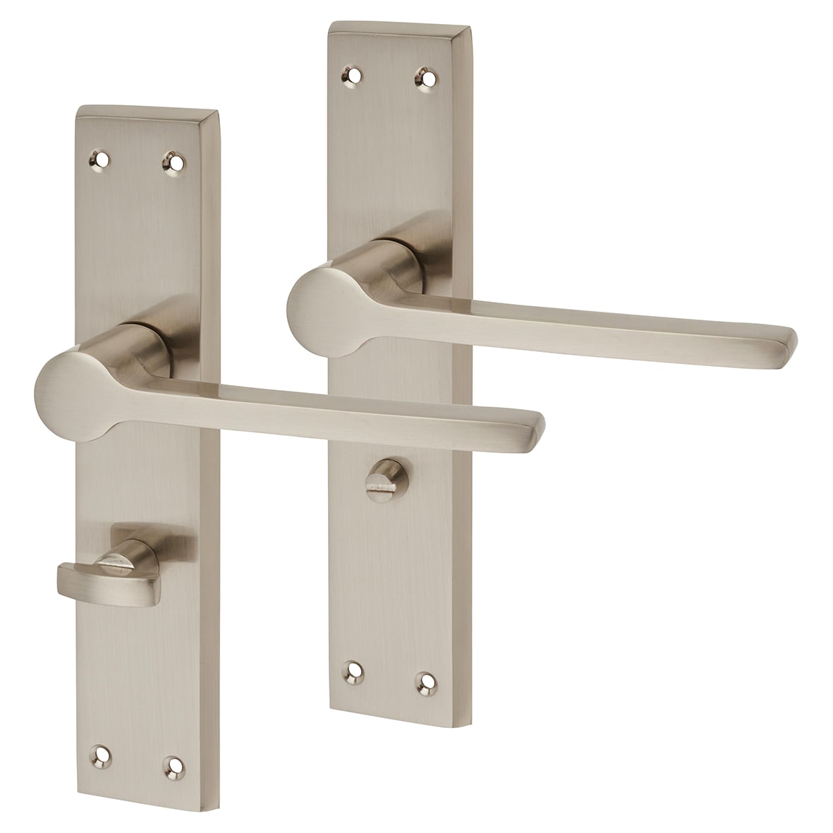 Satin Nickel Bathroom Door Handles - Farley Range - 200 x 42mm