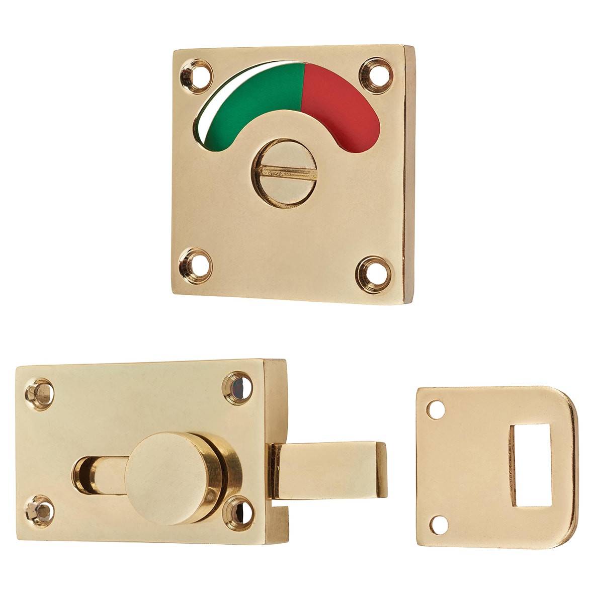 London Washroom Indicator Bolt - Polished Brass
