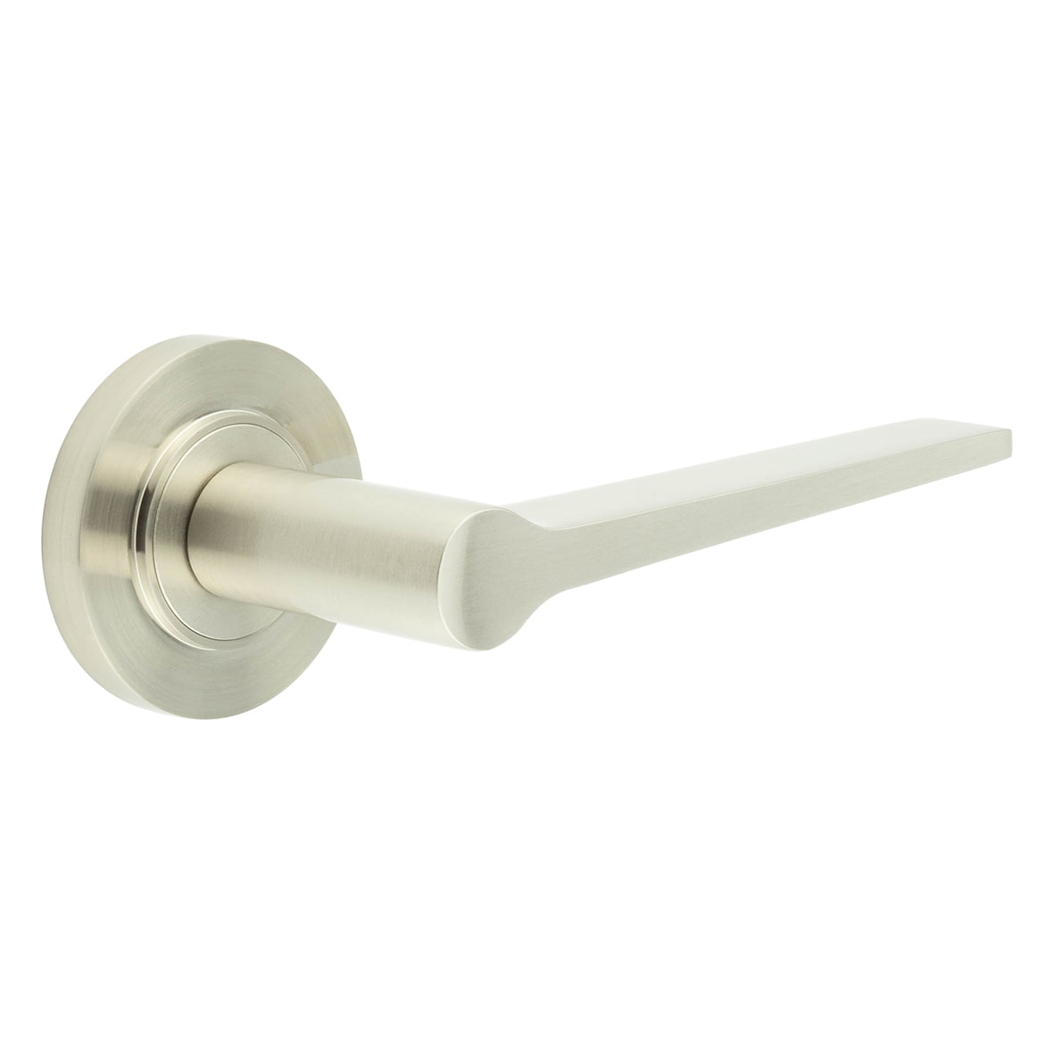 Satin Nickel Fire Rated Door Handles on Round Rose - Knightsbridge Range