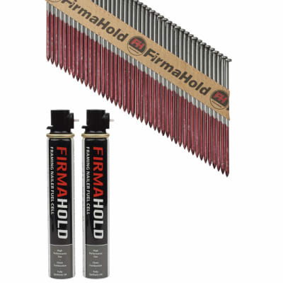 FirmaHold First Fix Nail and Gas - Plain - 34° Angled - 3.1 x 90mm - Bright - 2 Fuel Cells