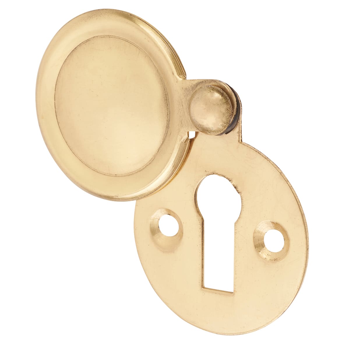 Victorian Covered Escutcheon - 32mm Diameter - Keyhole - Polished Brass