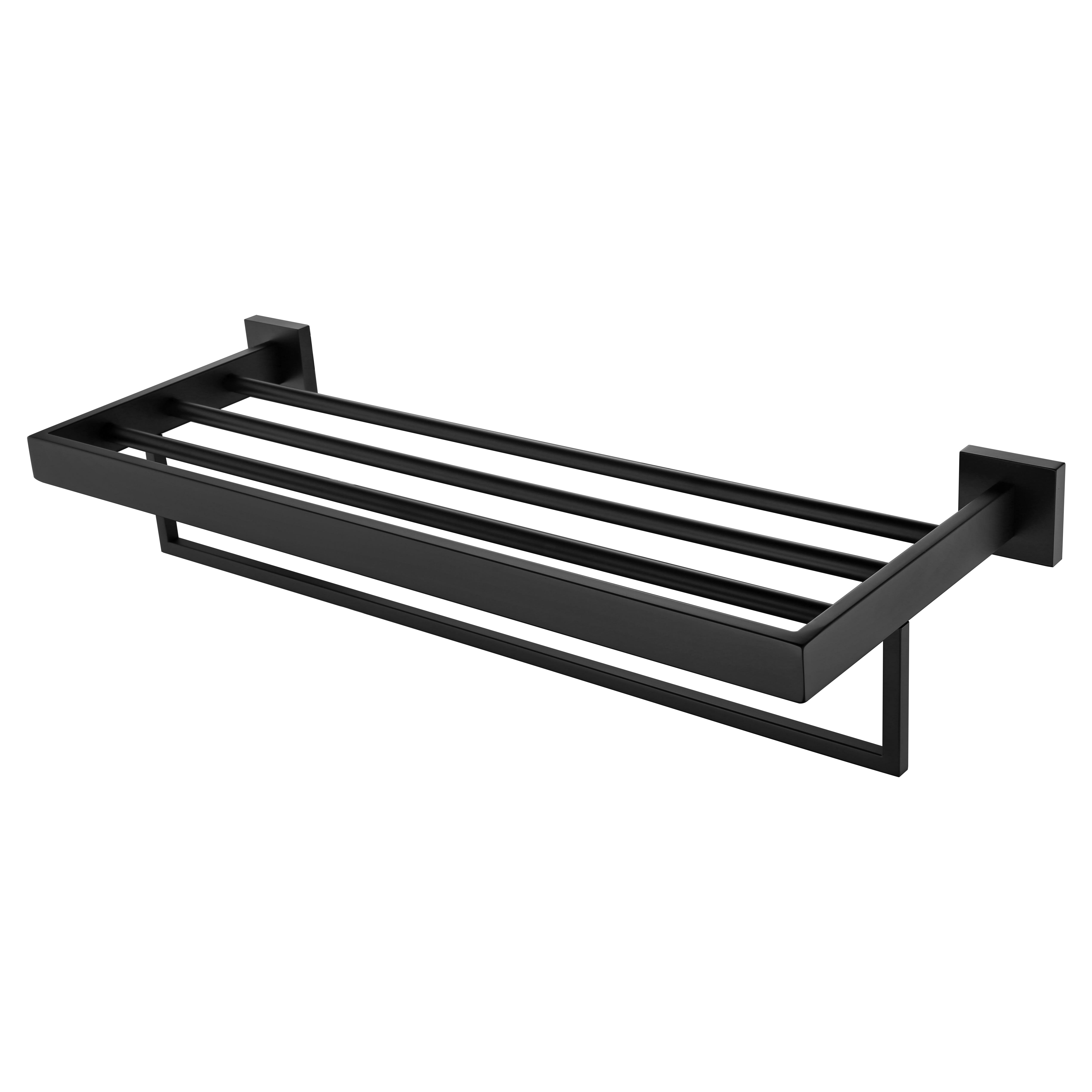 Modern Towel Shelf - 600 x 130 x 220mm - Matt Black