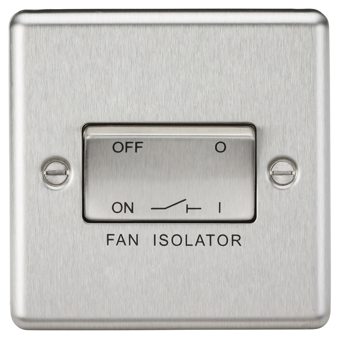10A 1 Gang Round Edge Triple Pole Fan Isolator Switch - Brushed Chrome
