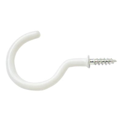 Cup Hook - 25mm Hook - White Plastic Coated - Pack of 10