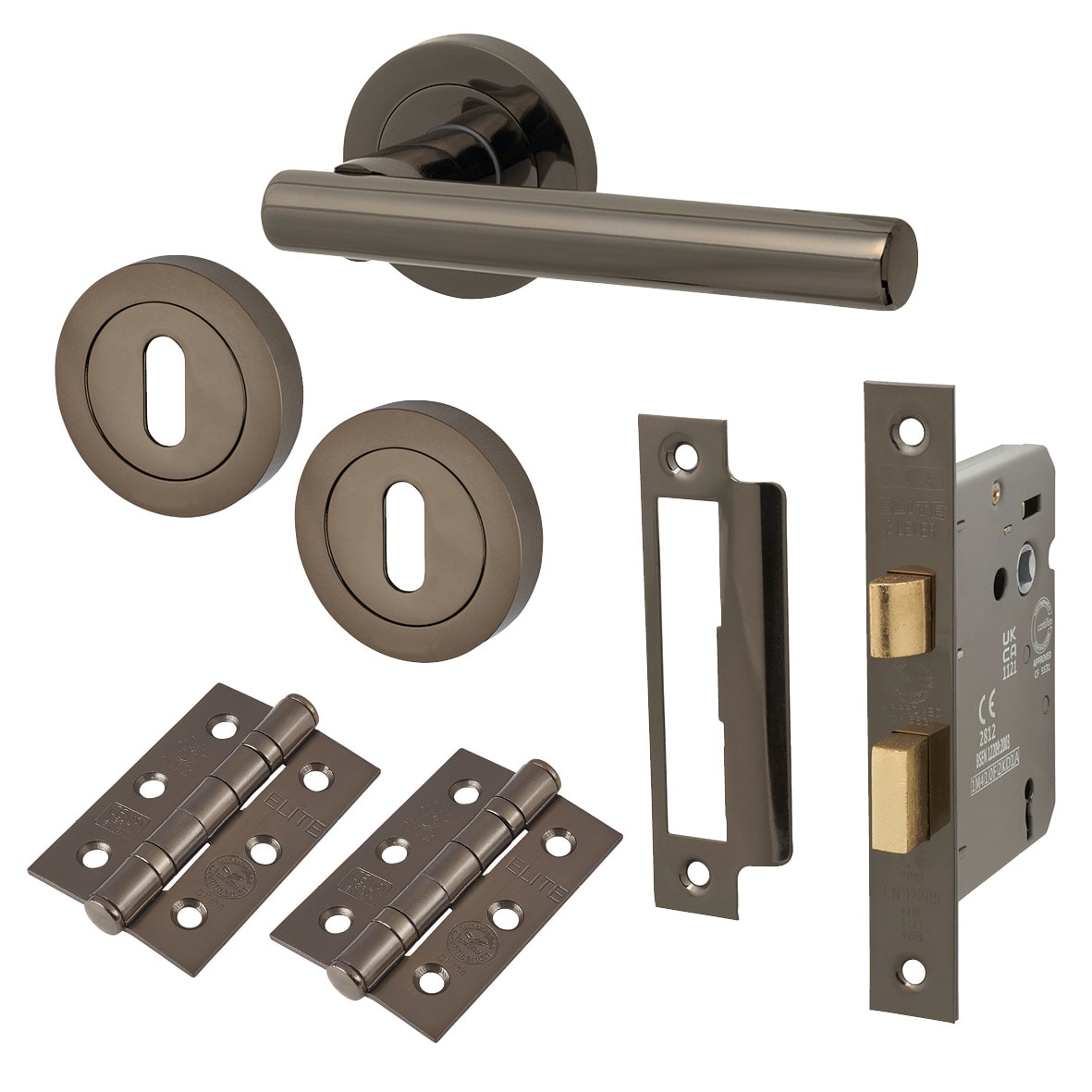 Black Nickel 3 Lever Sashlock Door Handles on Rose Pack - Ella Range