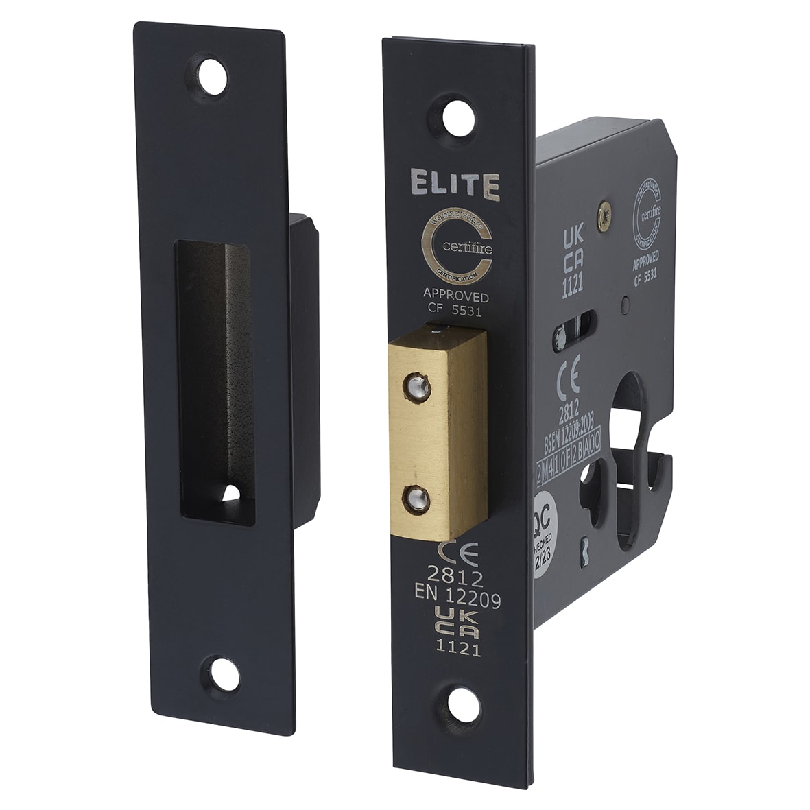 Euro Profile Deadlock - 78mm Case - 57mm Backset - Matt Black
