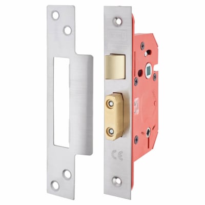 22WCS StrongBOLT Bolt Through Bathroom Lock - 68mm Case - 45mm Backset - Satin Stainless Steel