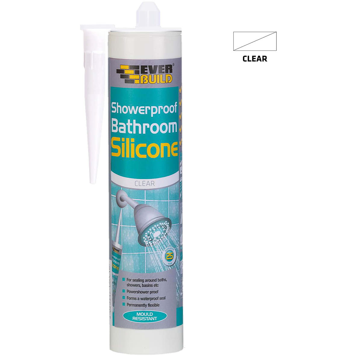 Showerproof Bathroom Silicone Sealant - 290ml - Clear