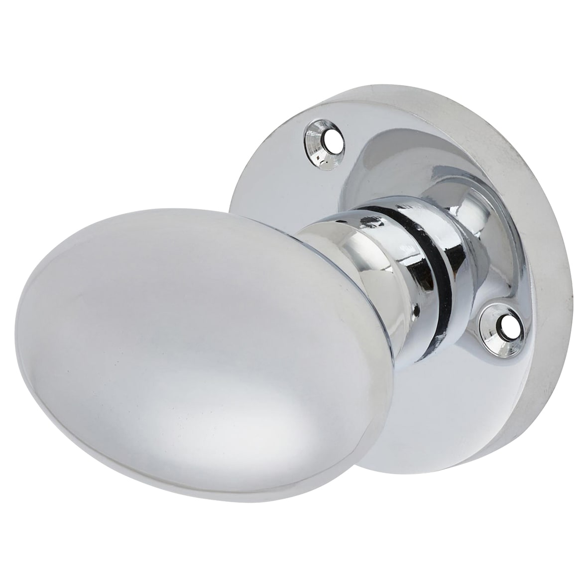 Polished Chrome Victorian Oval Mortice Door Knob - 61mm Rose Diameter