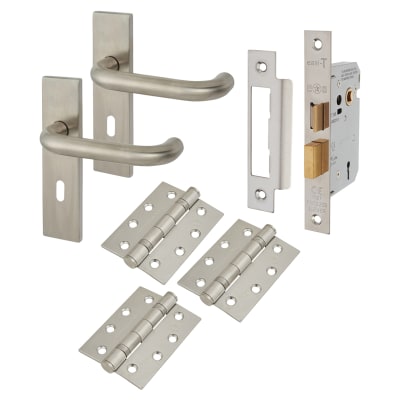 Satin Stainless Steel 19mm Return to Door 3 Lever Sashlock Door Handles Pack