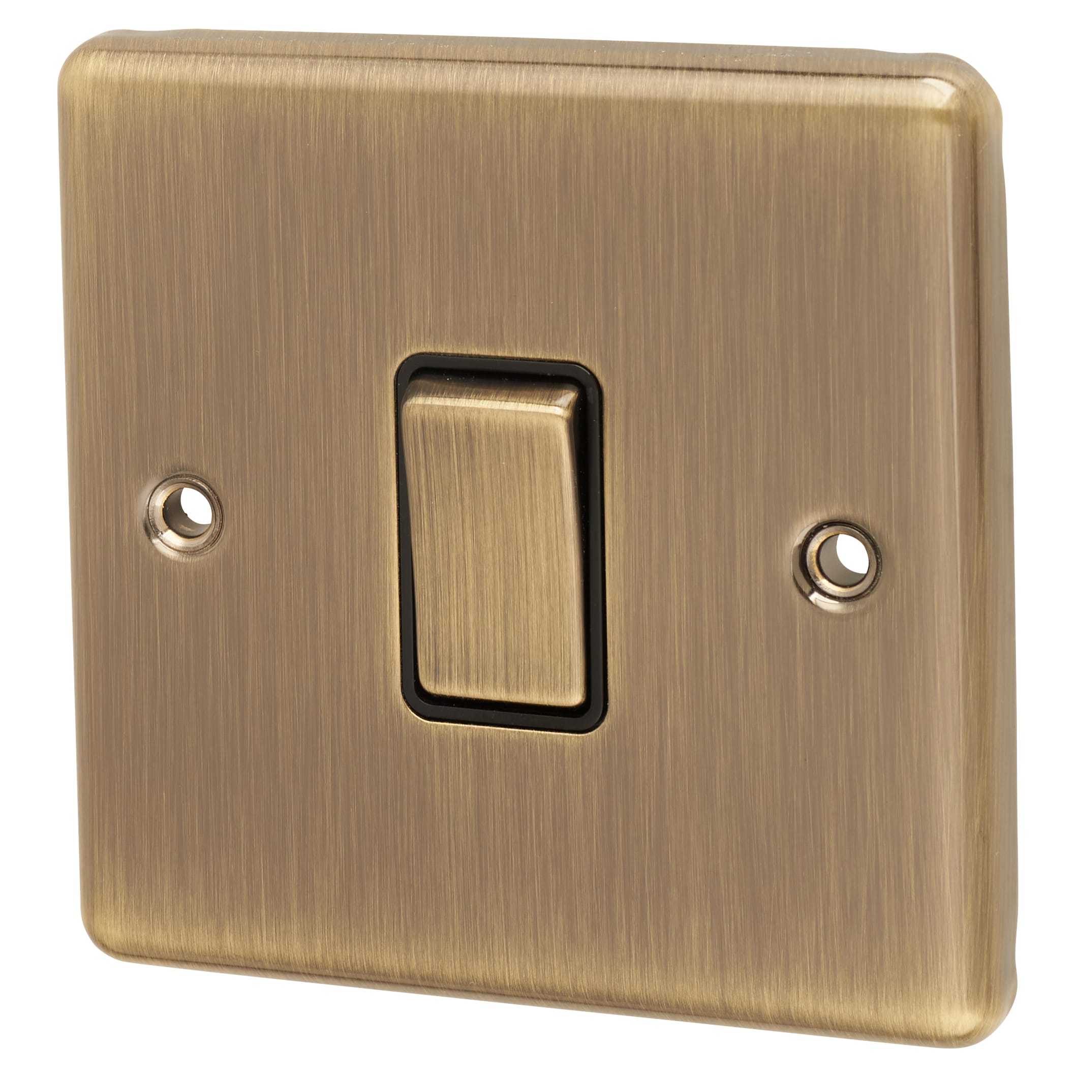 Enhance Decorative 10A 1 Gang 2 Way Light Switch - Antique Brass with Black Inserts