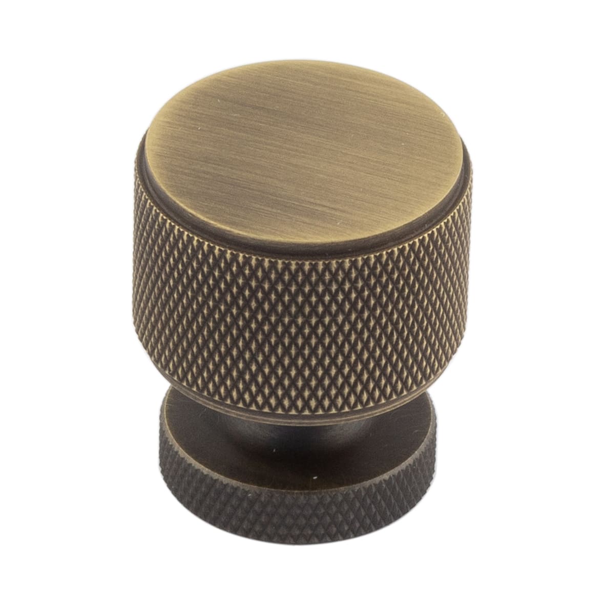 Piccadilly Knurled Round Cabinet Knob - 30mm Diameter - Antique Brass
