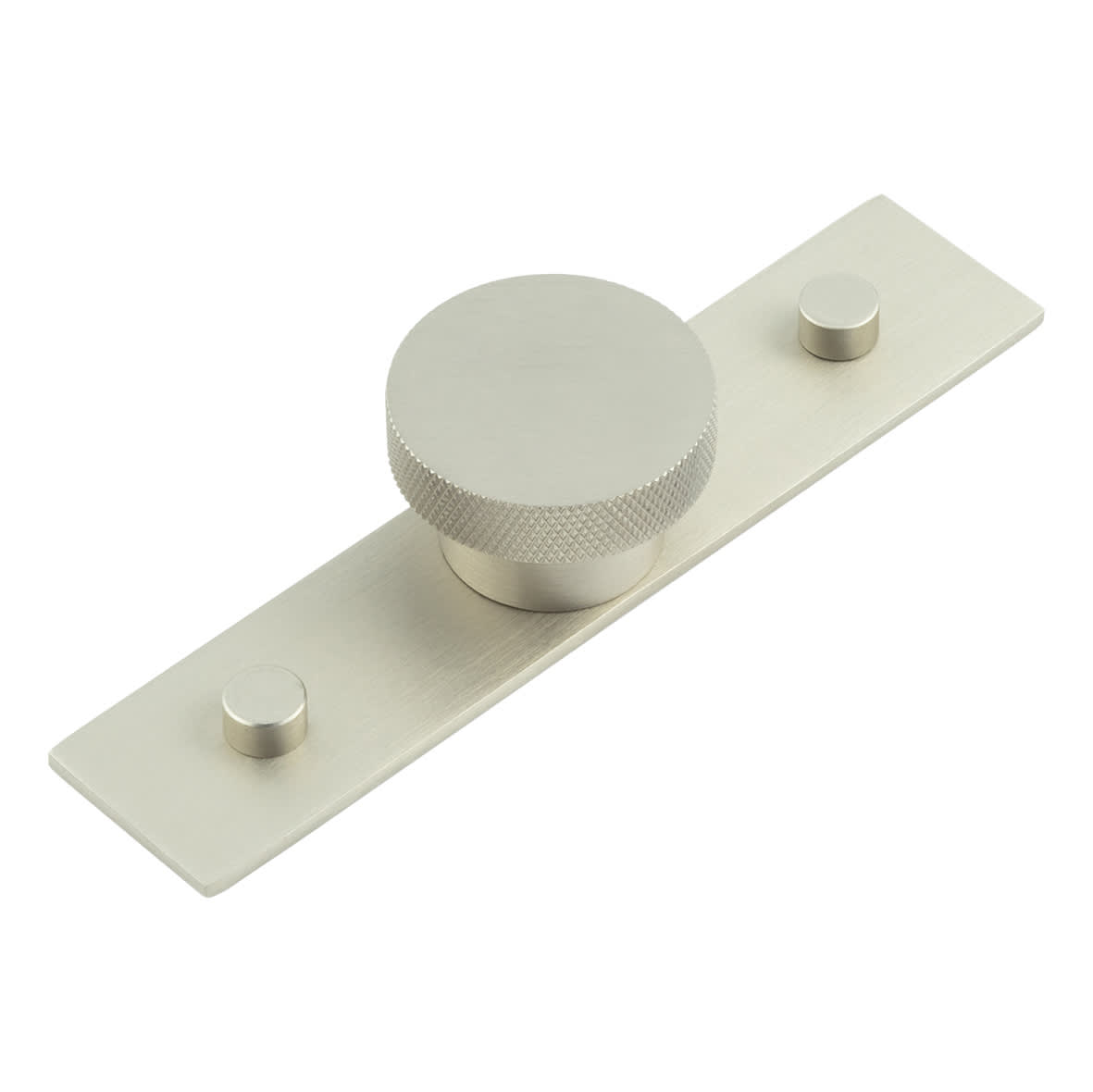 Wenlock Knurled Round Cabinet Knob on Plain Backplate - 40mm Diameter - Satin Nickel