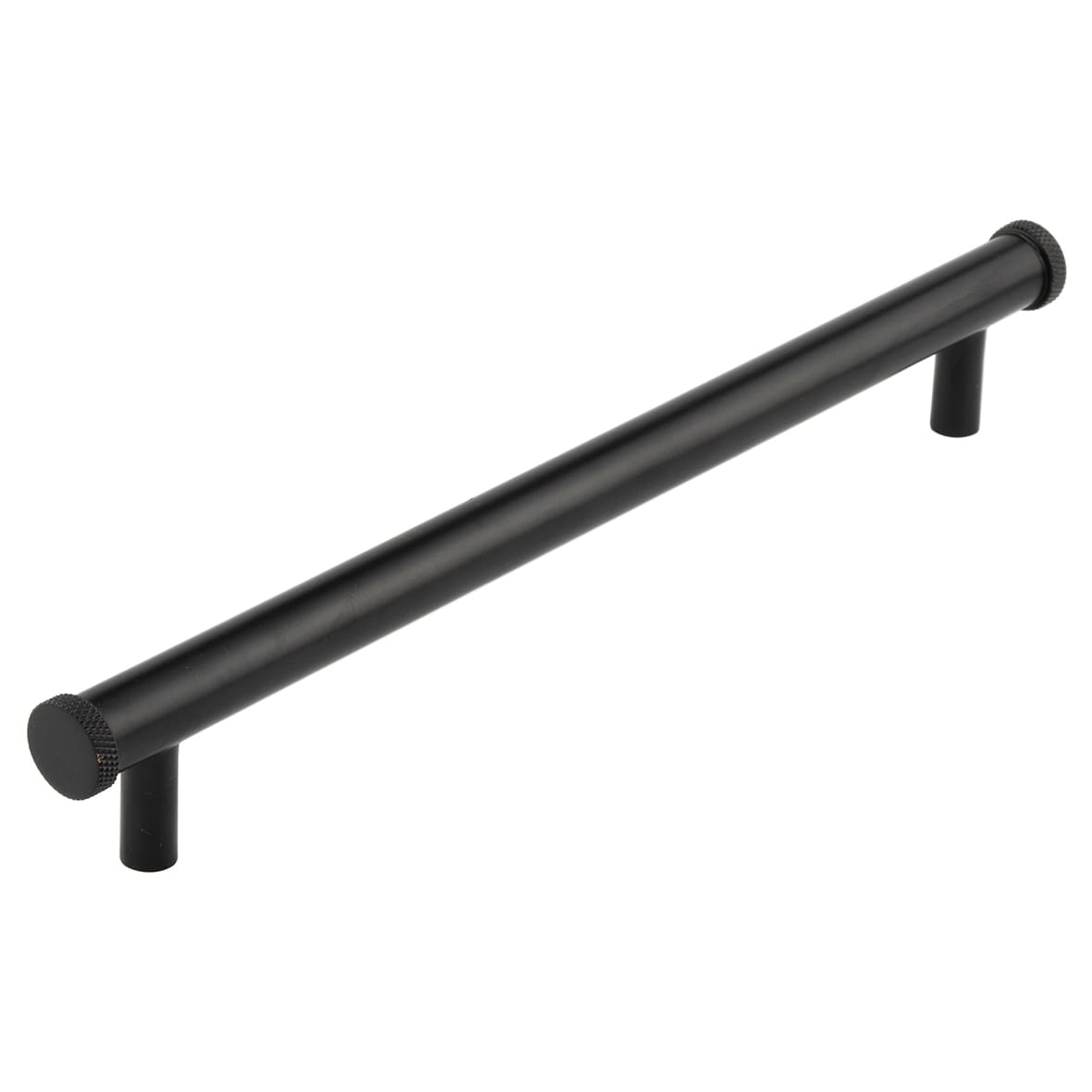 Wenlock 15mm Knurled T-Bar Cabinet Pull Handle - 224mm c/c - Black