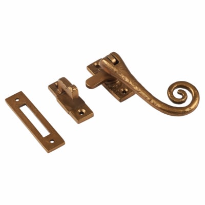 Curly Tail Mortice & Hook Plate Casement Window Fastener - Reversible - Antique Bronze