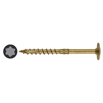 Timber Connector Torx Wafer Head Wood Screws - 8.0 x 240mm - Nano Bronze - Pack of 25
