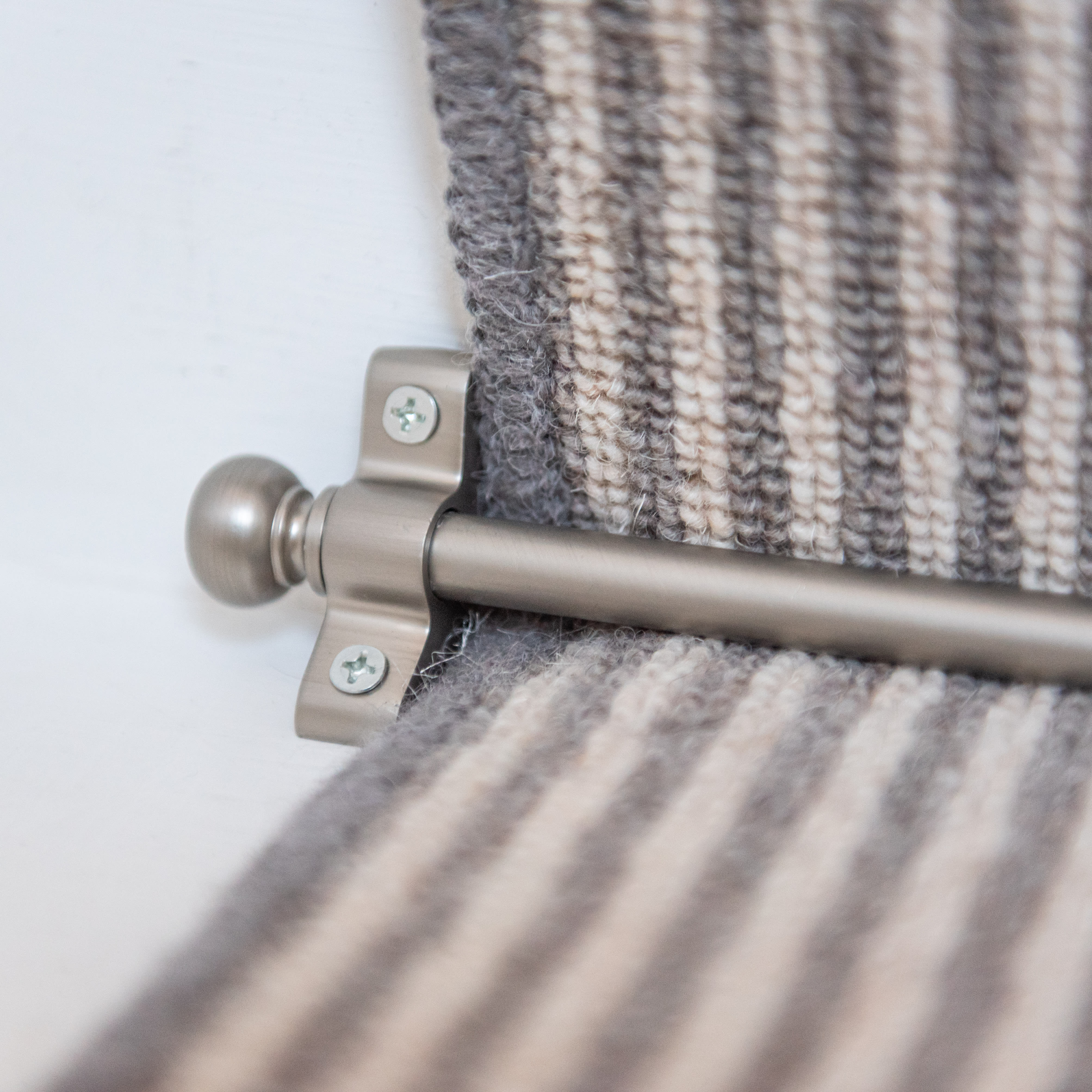 Stair Rod with Round Bulb Finials - 900mm Length - Satin Nickel
