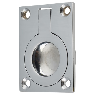 Rectangular Flush Ring Cabinet Pull Handle - 50 x 38mm - Polished Chrome