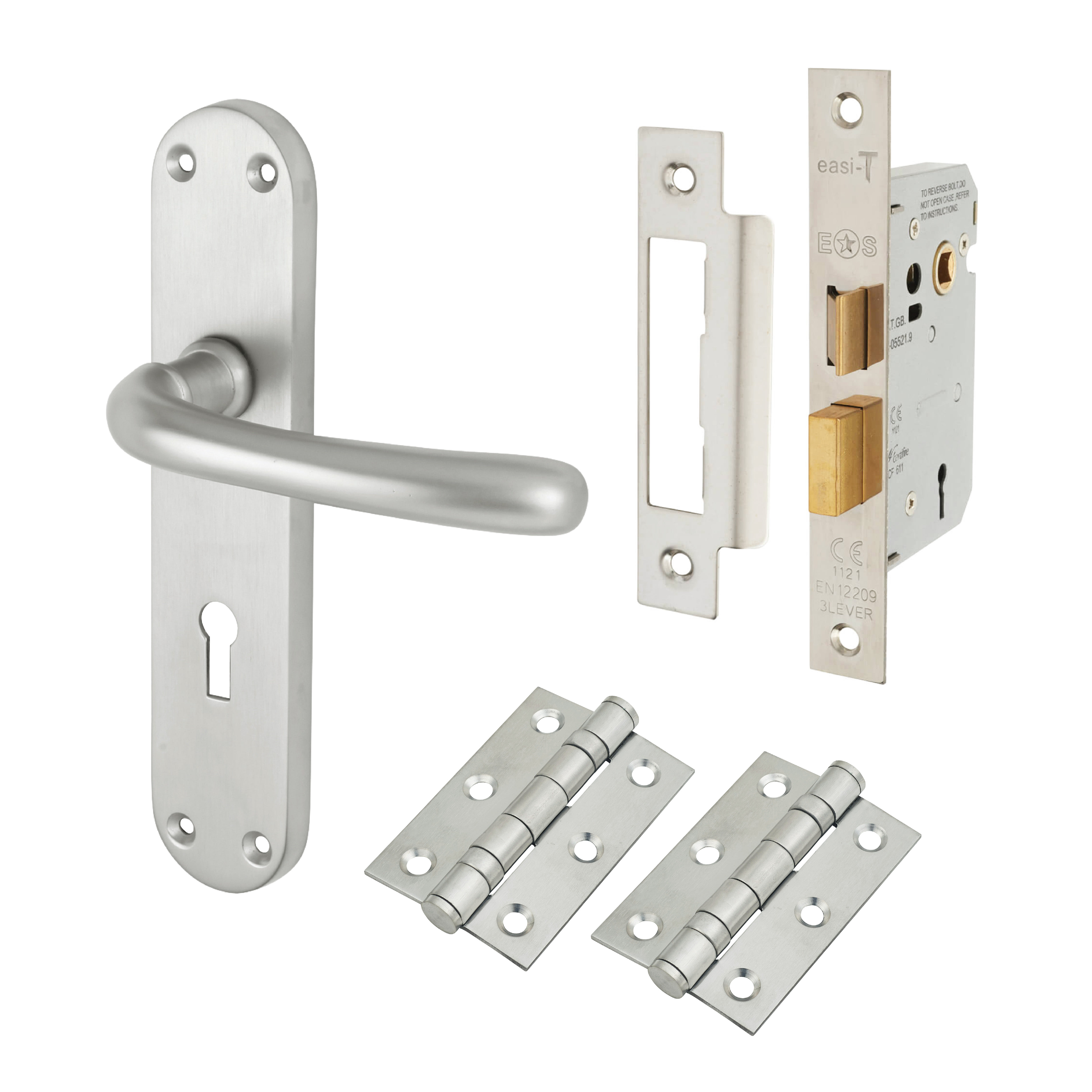 Satin Chrome 3 Lever Sashlock Door Handles Pack - Sassari Range