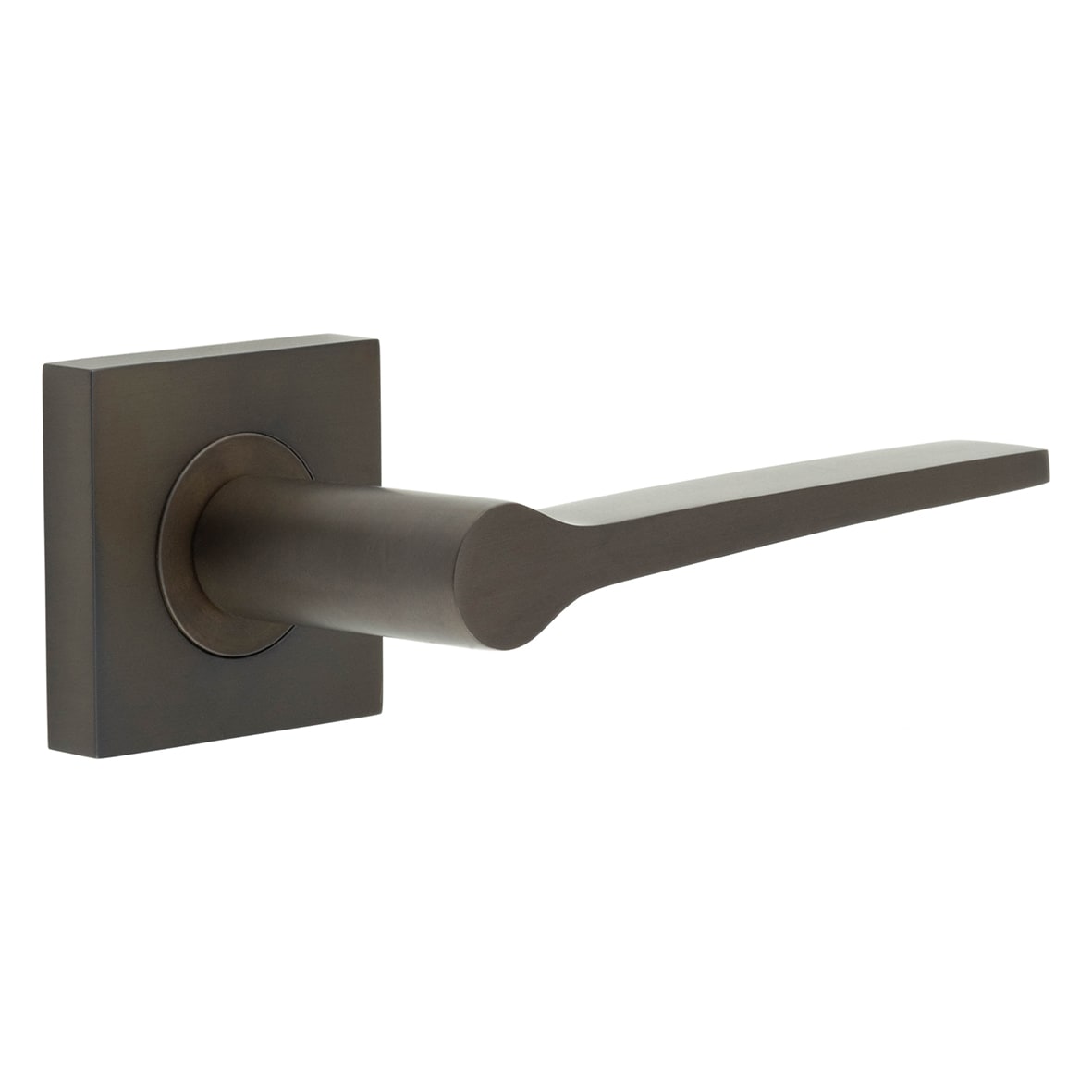 Dark Bronze Fire Rated Door Handles on Square Rose - Knightsbridge Range