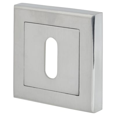 Square Escutcheon - 52 x 52mm - Keyhole - Satin Chrome