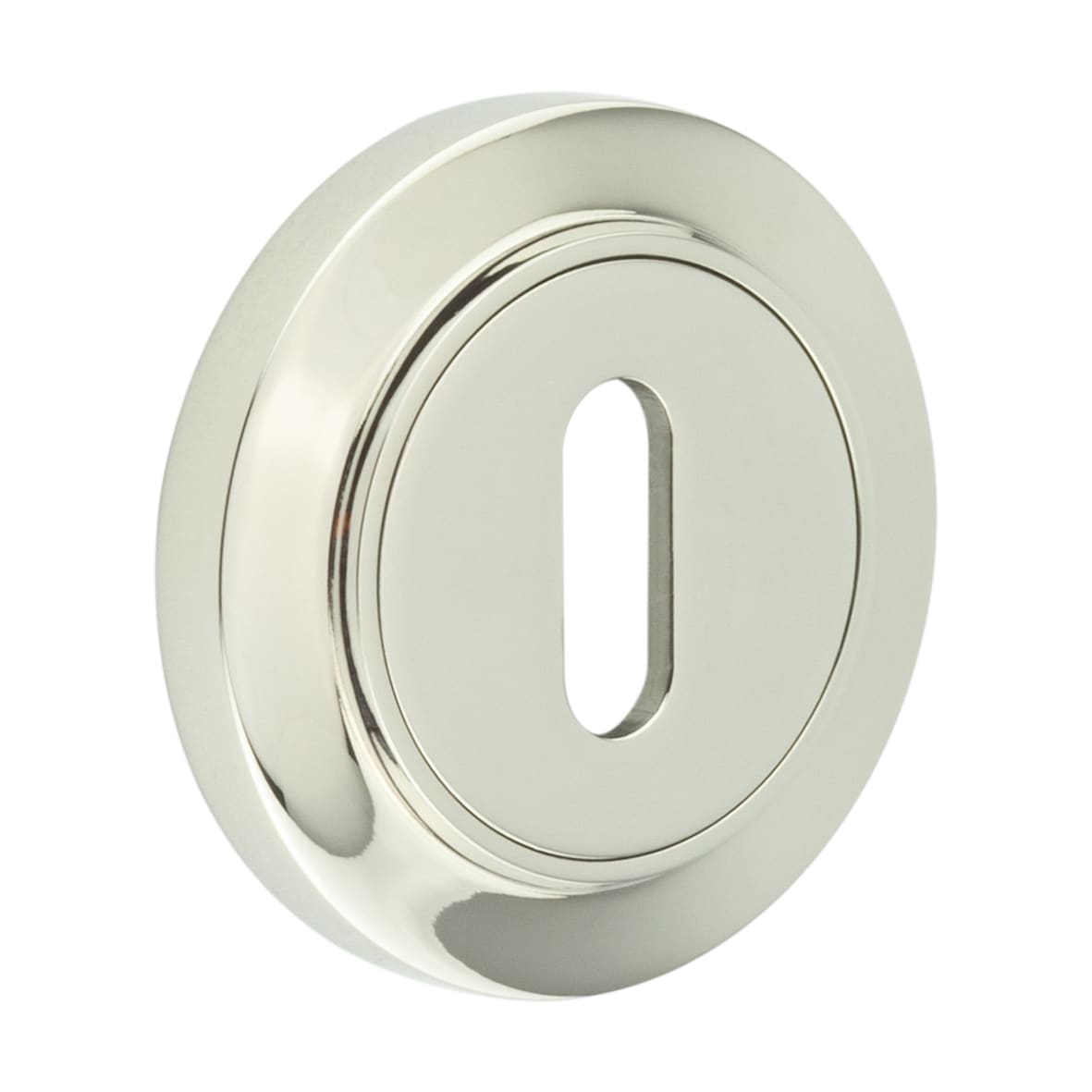Escutcheon on Chamfered Rose - 53mm Diameter - Keyhole - Polished Nickel