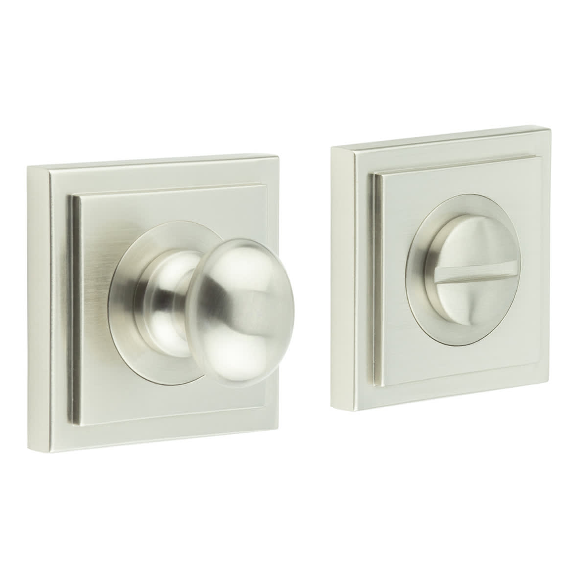 Inner 1 Turn & Release with Square Stepped Rose - 47 x 47mm - Satin Nickel