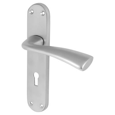 Satin Chrome Keyhole Lock Door Handles - Verona Range - 182 x 39mm