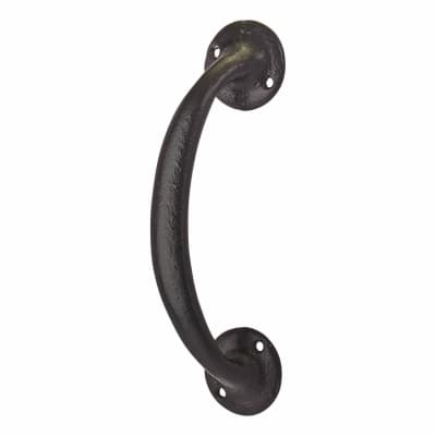 Victorian Antique Black Iron Bow Door Pull Handle - Screw Fix - 190 x 33mm