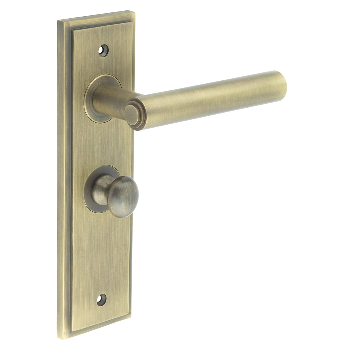 Antique Brass Fire Rated Bathroom Door Handles - Richmond - Inner 1 - 200 x 55mm
