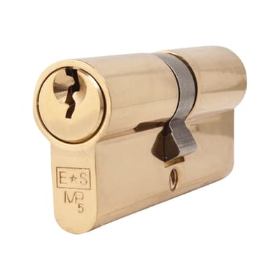 5 Pin 70mm Euro Double Cylinder - 35 + 35mm - Polished Brass - Keyed to Differ
