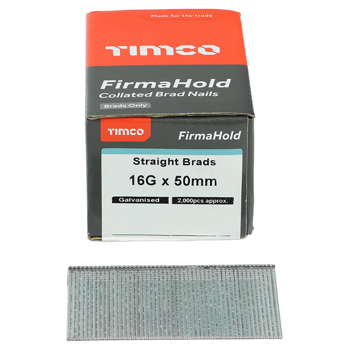 FirmaHold Second Fix Brad Nail - Straight - 16 Gauge x 50mm - Galvanised - Pack of 2000