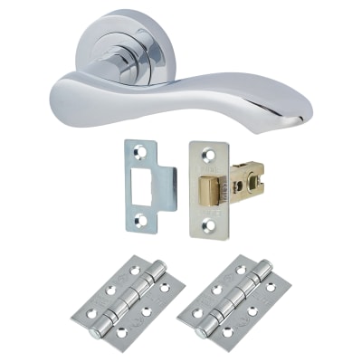 Polished Chrome Scroll Latch Door Handles on Rose Pack - Scarlett Range