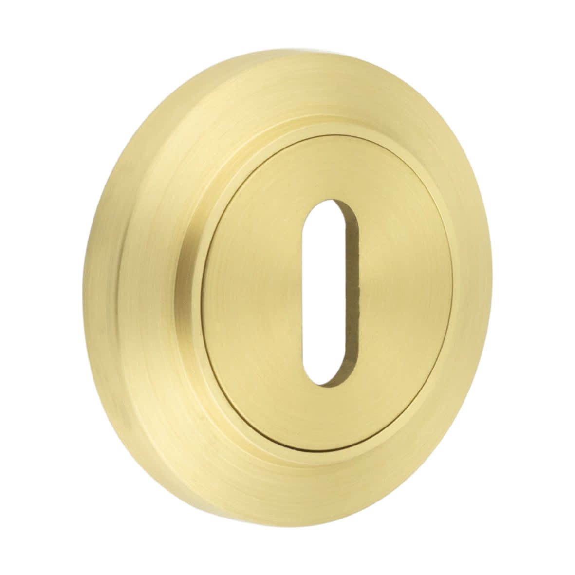 Escutcheon on Chamfered Rose - 53mm Diameter - Keyhole - Satin Brass