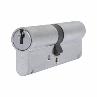 1 Star 6 Pin Kitemarked 95mm Euro Double Cylinder - 45 + 50mm - Satin Chrome - Keyed to Differ