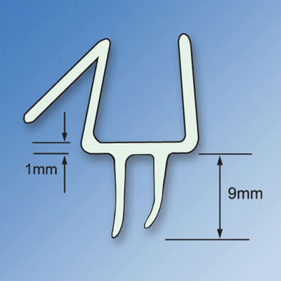 Clear PVC Shower Seal - Bottom Wipe Seal with Drip Rail - Suits 10mm Glass