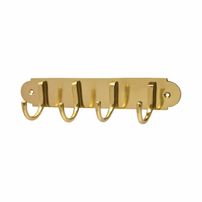 Marcus Solid Brass Coat Rack - 223 x 64 x 40mm - 4 Hooks - Polished Brass