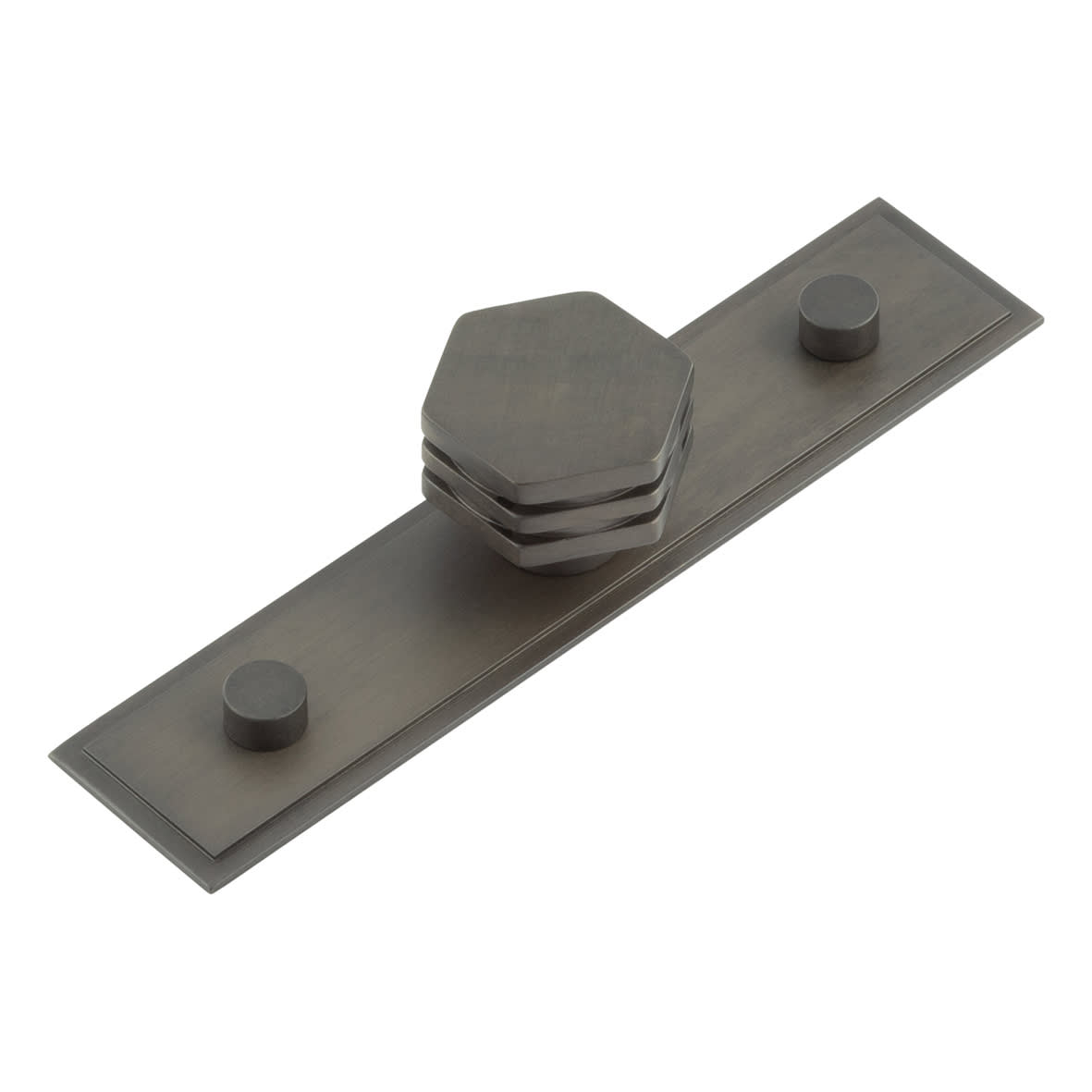 Nile Hex Cabinet Knob on Stepped Backplate - 30mm Diameter - Dark Bronze