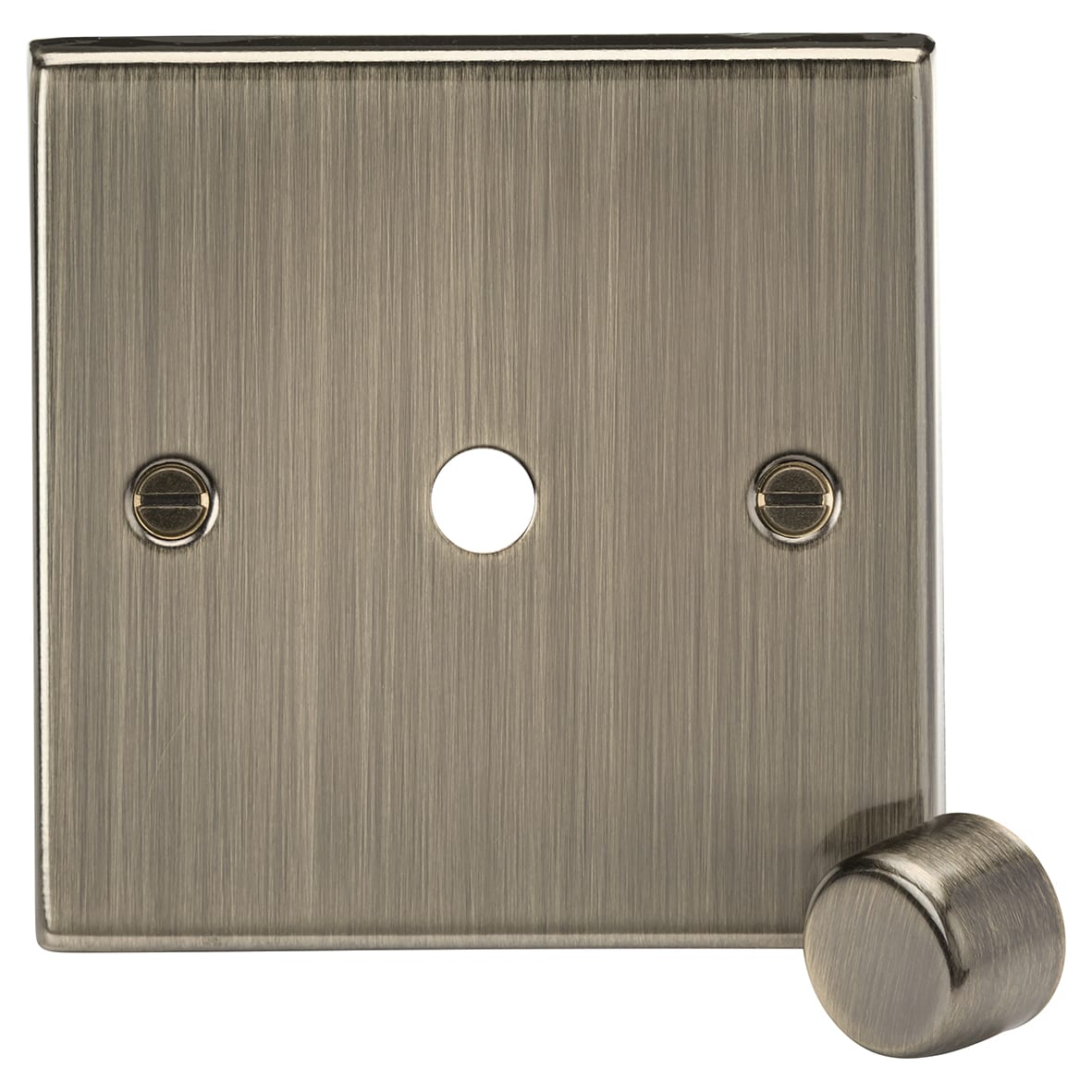 1 Gang Square Edge Dimmer Plate with Metal Dimmer Cap - Antique Brass