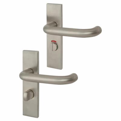 Satin Stainless Steel 19mm Return to Door Bathroom Door Handles - Square - 57mm c/c - RH