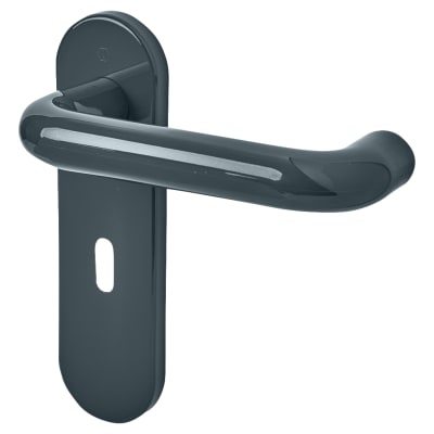 Anthracite Grey Nylon Steel Core Safety Keyhole Lock Door Handles - Paris Range