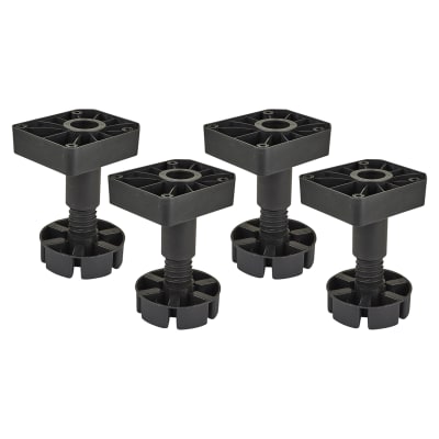 Square Adjustable Cabinet Furniture Plinth Legs - 120-180mm - Plastic - Pack of 4