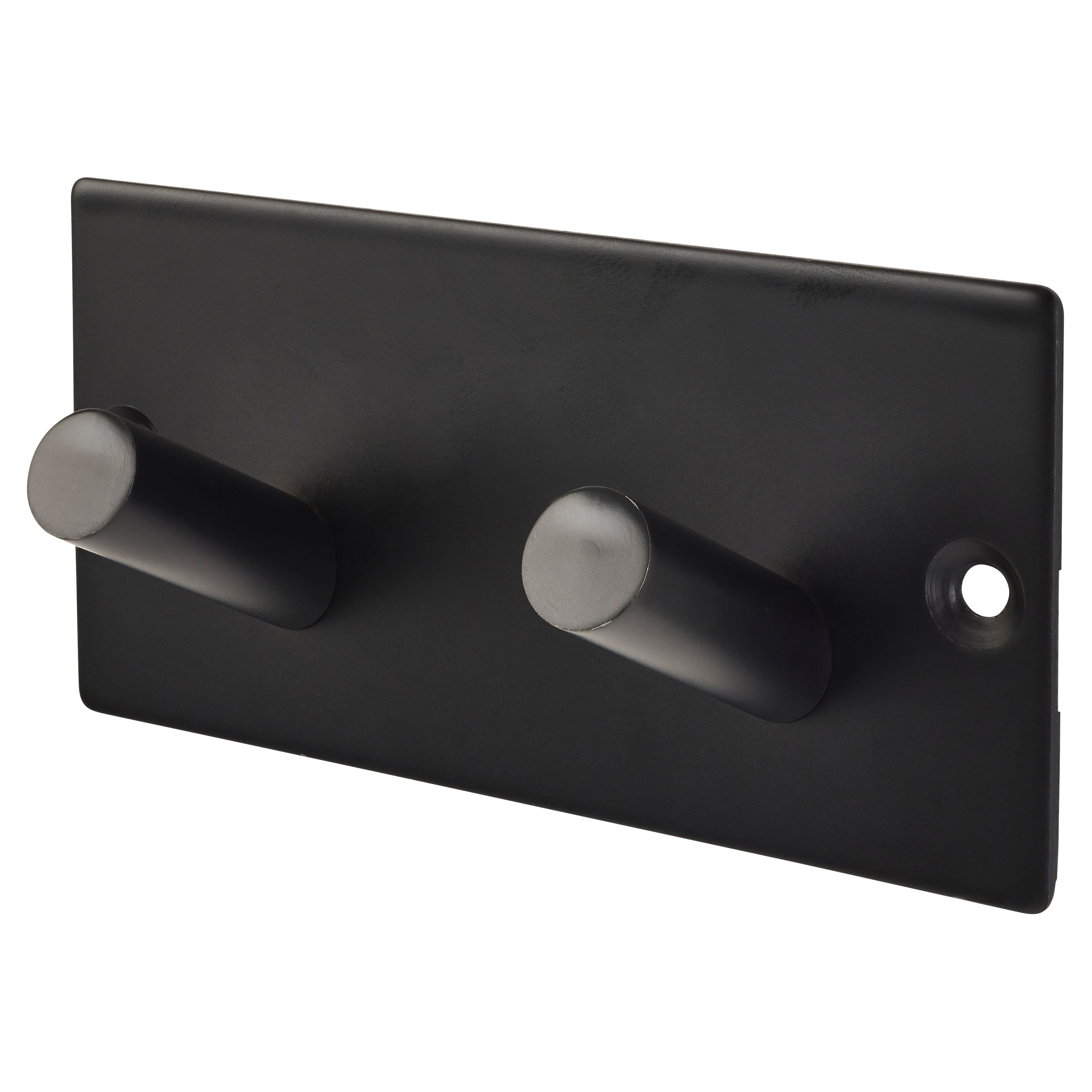Square Horizontal Hook Plate - 90 x 45mm - 2 Hooks - Matt Black