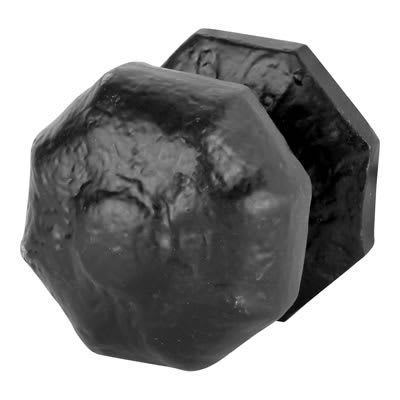 Antique Black Iron Octagonal Centre Door Knob - 66mm Rose Diameter