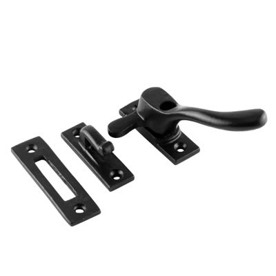 Ball End Locking Mortice & Hook Plate Casement Window Fastener - RH - Antique Black Iron